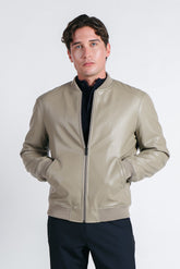 GIUBBOTTO BOMBER EFFETTO PELLE TORTORA